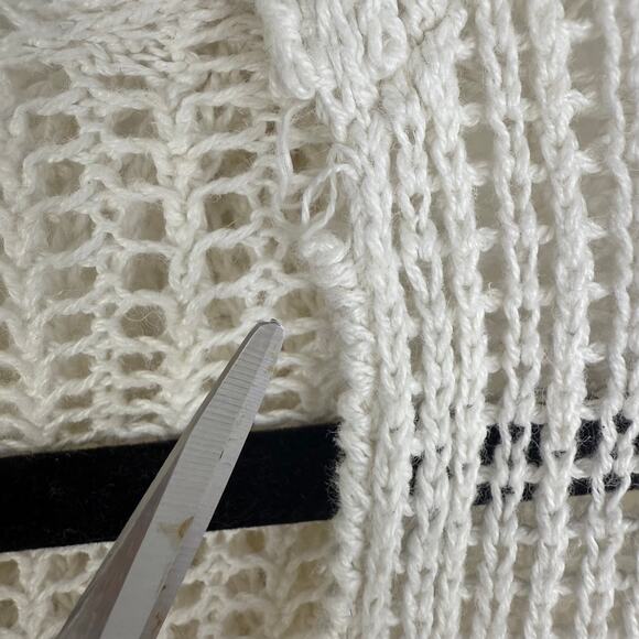 Abercrombie & Fitch Womens Long Sleeve Open Knit White Hooded Sweater Medium - Picture 10 of 13